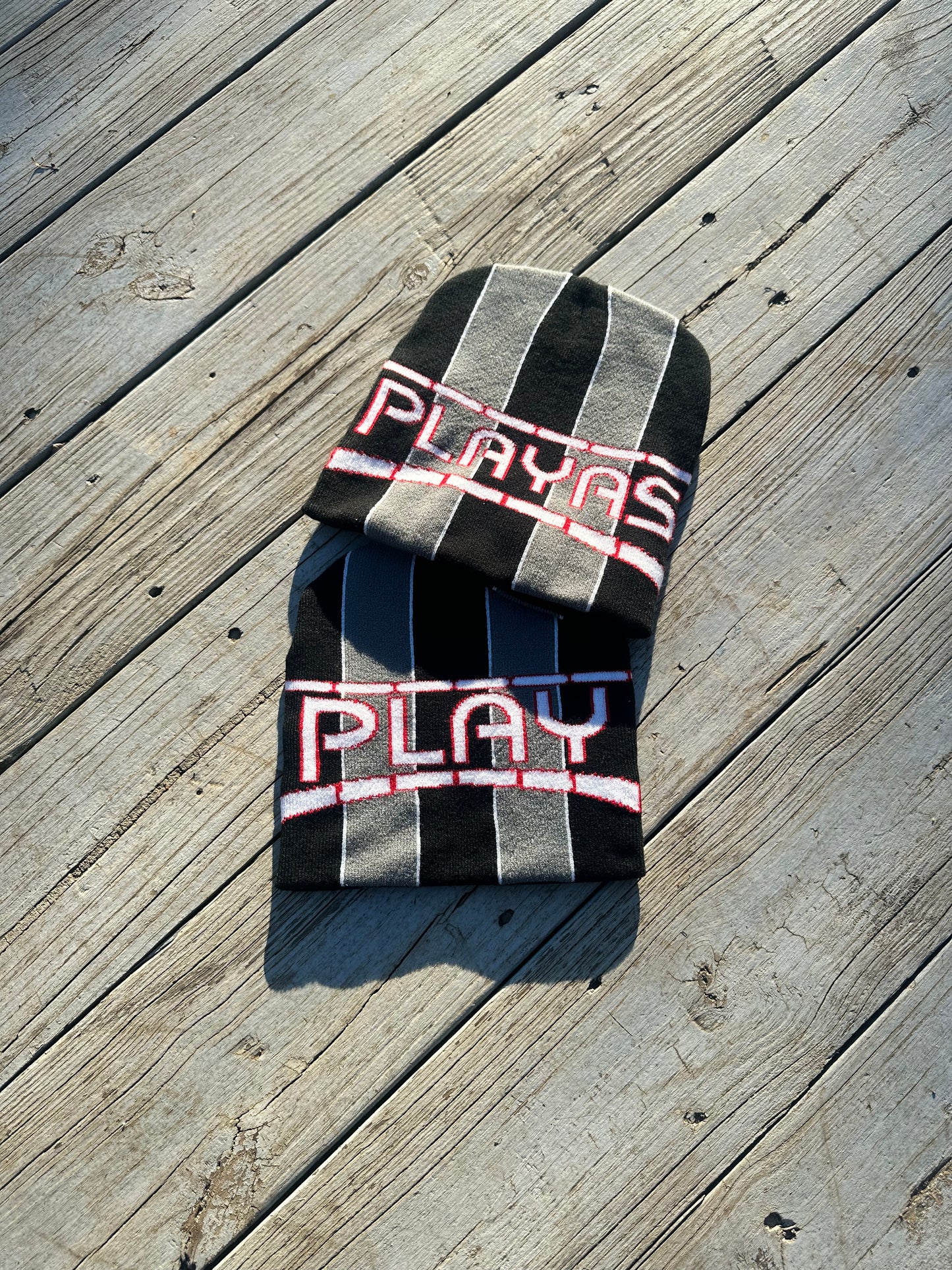 Striped Playas Play Beanies